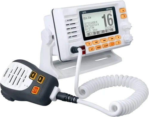 Miniatura 4 de Uniden Radio VHF marina UM725G, todos los Estados Unidos, Canadá y canales marinos internacionales, potencia de transmisión de 1 vatio/25 vatios