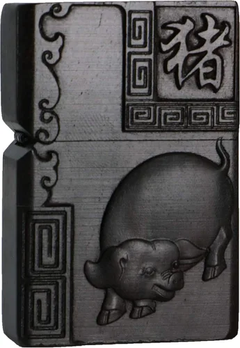 Miniatura 28 de Caja de carcasa de madera de ébano negro natural tallada para módulo Zippo (Serpiente Cobra)