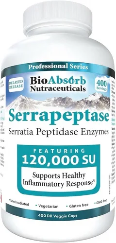 Miniatura 10 de Bio Absorb Serrapeptasa Enzima, alta potencia 120000 unidades (SPU), suministro de 200 días, cápsulas vegetarianas de liberación retardada (DRcaps)