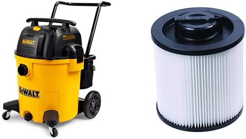 DEWALT DXV16PA - Filtro de cartucho de repuesto para aspiradora húmeda/seca de 16 galones, color amarillo y DXVC6910 para aspiradora húmeda/seca de