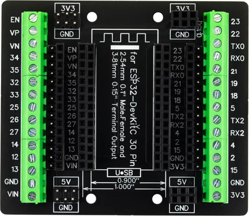 para ESP32 Placa de ruptura 30 pines GPIO 1 en 3 Placa de expansión Bloques de terminal de 3.81mm 0.15" para módulo ESP32 ESP-WROOM-32 ESP32-DevKitC