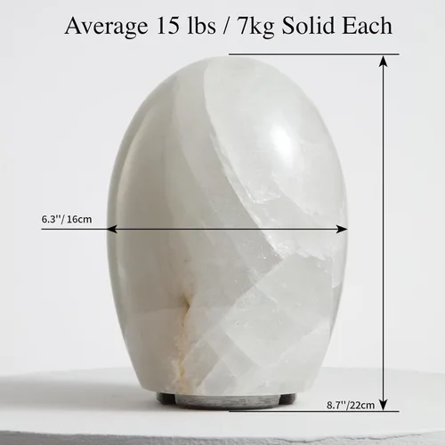 Miniatura 6 de Lámpara de piedra de calcita natural, cristal sólido de 15 libras (15.4 lbs), lámpara de mesa única hecha a mano, brillo cálido y regulable