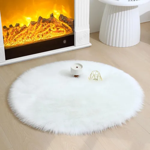 Miniatura 51 de Alfombra de piel sintética de 2 x 6 pies, color beige, lavable a máquina, súper suave, esponjosa, alfombra de piel de oveja mullida para dormitorio