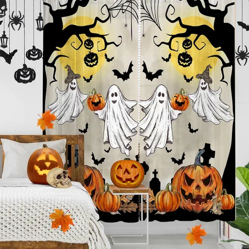 Miniatura 6 de pinata Juego de 3 cortinas de otoño para cocina, cenefa de cortinas de ventana de Acción de Gracias, cortina escalonada con bolsillo para barra