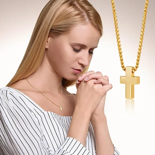 Miniatura 5 de Cross Necklace for Womens, 14K Gold Plated Dainty Gold Necklaces Sterling Silver Small Cross Pendant Faith Necklace Simple Gold Necklace Jewelry