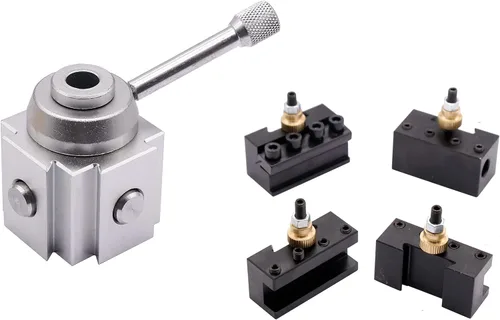 Miniatura 5 de Paquete de herramientas Mini Torno Cambio Rápido Herramienta Poste y Soportes Multifid Portaherramientas Acero de alta densidad para ranurado Corte