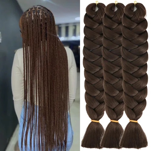 Miniatura 63 de Pelo corto negro trenzado preestirado de 14 pulgadas para trenzas sin nudos, pelo sintético 1B trenzado para trenzas Bob Box