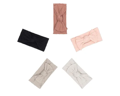 Parker - Diademas de nailon de punto trenzado para bebé, paquete de 5 unidades, lazos suaves, elásticos y cómodos para niñas, ajustables, suaves al