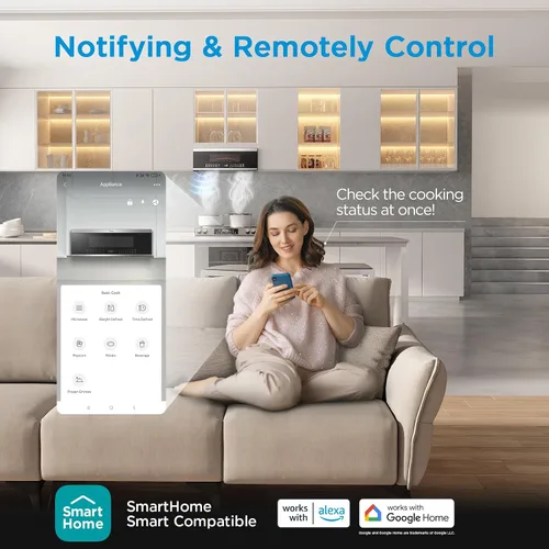 Miniatura 4 de Midea MMO12S3ASTZ Microondas de sobremesa, 1.2 pies cúbicos Microondas delgados con cocción por sensor, Microondas de acero inoxidable, 1000W