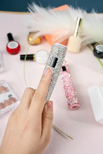 Miniatura 4 de Lámpara de uñas UV de mano con diamantes de imitación brillantes, lámpara LED portátil de 3 W, secador de uñas USB recargable inalámbrico con sello
