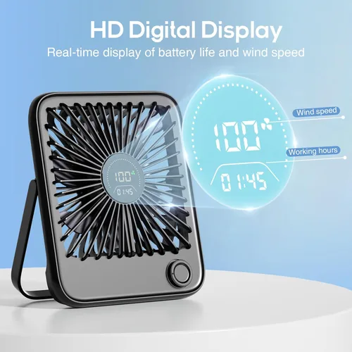 Miniatura 5 de Shintrend Ventilador de viaje portátil recargable, ventilador de escritorio USB con 100 velocidades de viento, ventilador pequeño con pantalla