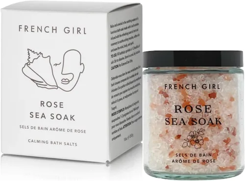 Sales de baño French Girl Rose – Sal calmante de Epsom para remojar, mezcla aromaterapéutica de sal del mar muerto para dolores musculares,