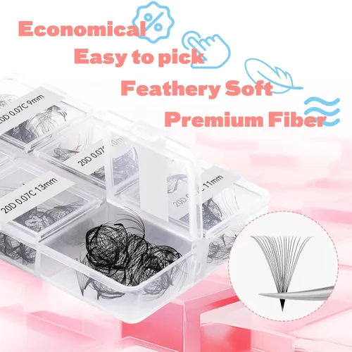 Miniatura 174 de Extensiones de Pestañas Rizo D 0.59-0.79 pulgadas Bandeja Mixta Seda Extensiones de Pestañas Clásicas Suministros Extensiones de Pestañas