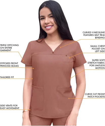 Miniatura 3 de Adar Pro - Conjunto de ropa quirúrgica con mejora de movimiento para mujer, blusa médica con cuello en V y pantalón médico deportivo y para yoga