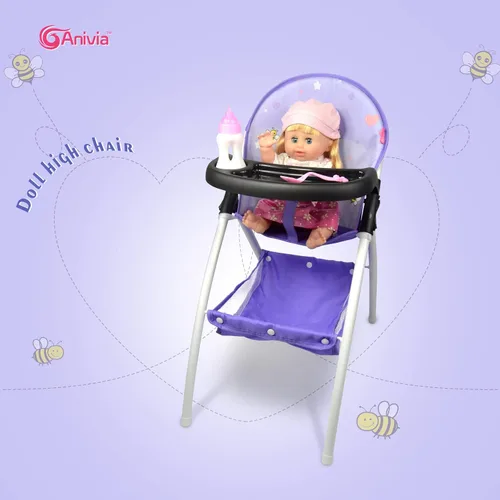 Miniatura 2 de Anivia Silla alta de muñeca de bebé, silla alta de juguete para muñeca de bebé (DH010-PURPLE)