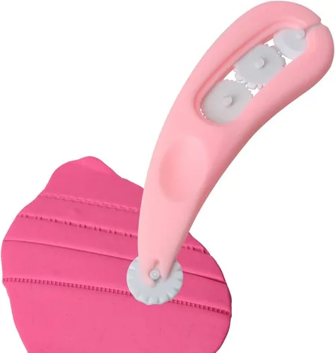 Miniatura 3 de Juego de rodillos para moldes de fondant, 4 ruedas, cortador de fondant, cortador de costura de glaseado, herramientas de pastelería en relieve
