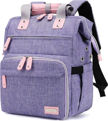 Miniatura 8 de Mochila de Ganchillo, Mochila Bolsa de Tejer Organizador de Almacenamiento de Hilo Bolsa de Ganchillo de Viaje con Puerto de Carga USB, Bolsa Tote