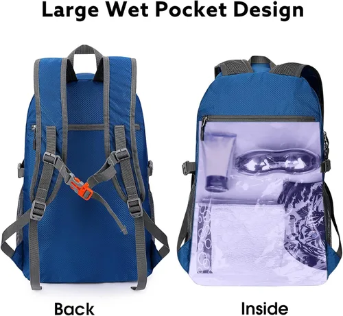 Miniatura 2 de G4Free Mochila de senderismo plegable ligera 40L, mochila de viaje impermeable Azul oscuro