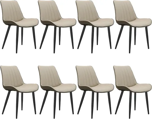 Miniatura 15 de Juego de 4 sillas de comedor tapizadas de piel sintética, modernas sillas de cocina y comedor con cómodos cojines y patas de metal negro, diseño