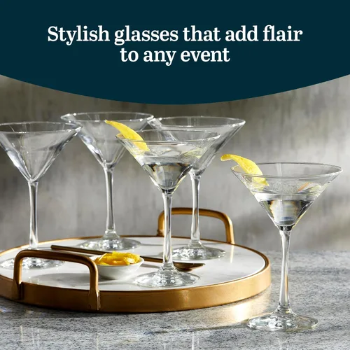 Miniatura 2 de Libbey Entertaining Essentials - Juego de 6 vasos de Martini altos, delgados, con forma triangular, vasos de cóctel clásicos para vinos, cócteles