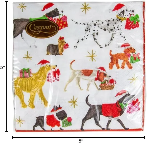Miniatura 9 de Entretenimiento con servilletas de cóctel Caspari de Navidad, color blanco