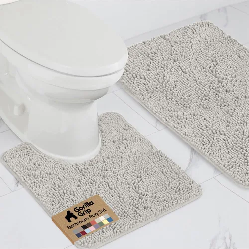 Miniatura 23 de GORILLA GRIP - Juegos de alfombras de baño, juego de 2 alfombras de chenilla suave, alfombra base para inodoro y alfombra de 30 x 20, alfombras Negro