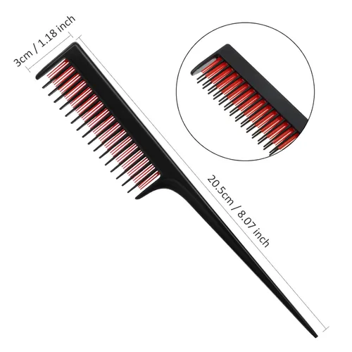 Miniatura 3 de Patelai Juego de 3 peines para peinar el cabello para mujer, cepillo para burlas/esponjoso, peine de cola de rata y peine triple (negro)