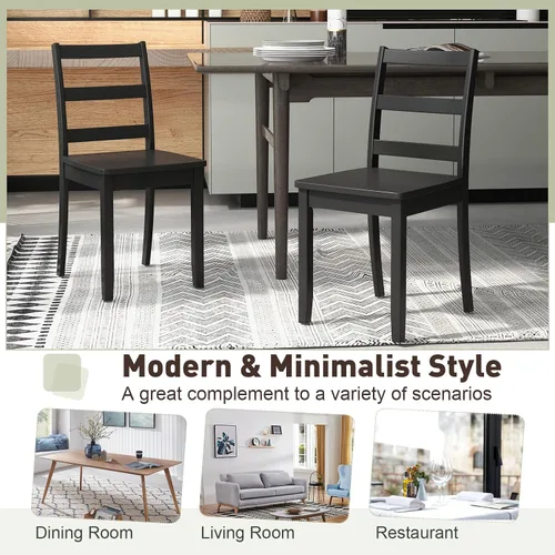 Miniatura 7 de ERGOMASTER Juego de 4 sillas de comedor de madera, sillas de cocina de madera sin brazos con respaldo, sillas laterales de restaurante para estudio