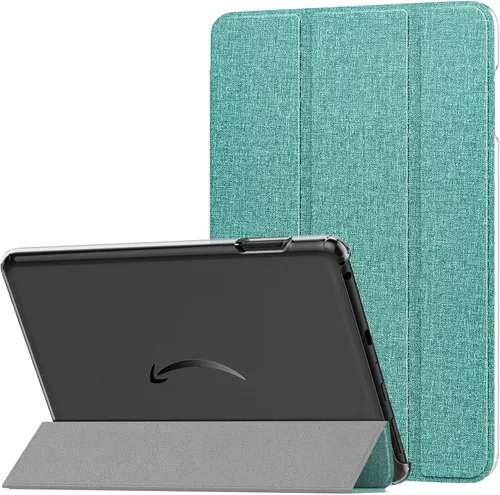 Miniatura 30 de MoKo Funda para tableta Amazon Kindle Fire HD 8 y 8 Plus (12/10ª generación, 2022/2020), funda de piel sintética con soporte triple y carcasa azul