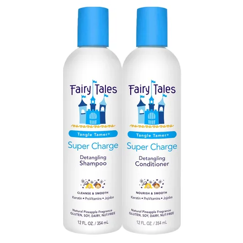 Fairy Tales Tangle Tamer Champú y acondicionador desenredante para niños, ultra hidratante y protección antiencrespamiento, sin parabenos, sin
