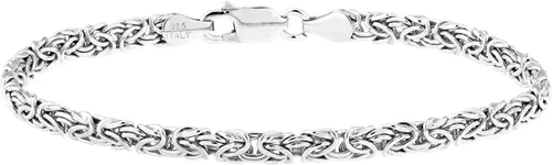 Miabella Pulsera de cadena de eslabones bizantinos planos de plata de ley 925 de 0.157in para mujeres y adolescentes, fabricada en Italia