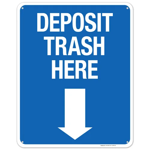 Miniatura 14 de Deposit Trash Here con letrero de flecha hacia abajo, (SI-69956) 10 x 7 pulgadas, calcomanías de vinilo de 4 mil, resistentes a la intemperie