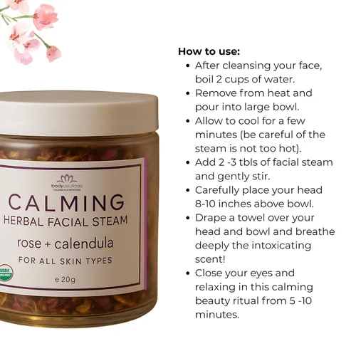 Miniatura 3 de Rose + Caléndula - Vapor facial de hierbas Pétalos de rosa orgánicos y caléndula, vapor facial calmante e hidratante con flores orgánicas, sin