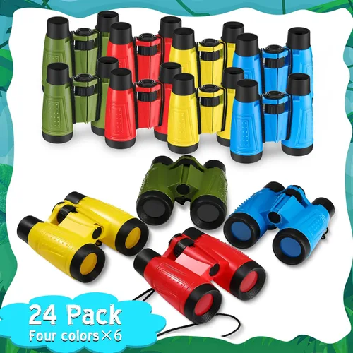 Miniatura 2 de Leyndo 24 prismáticos para niños con cuerda para el cuello, varios colores, novedosos binoculares de juguete para niños, suministros de fiesta