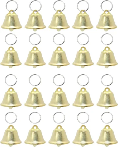 Tupalizy Cascabeles con llavero, pequeña campana de manualidades para envolver regalos de Navidad, boda, campanilla de viento, collar de perro,