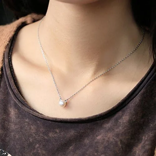 Miniatura 5 de S.Leaf Sterling Silver Cat Necklace Freshwater Cultured Pearl Cat Collarbone Charm Necklace