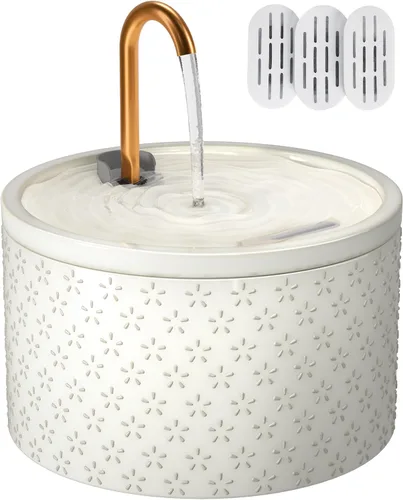 Miniatura 7 de MISFANS Fuente de Agua de Cerámica para Gatos - 2.1L/71oz - Cuerpo Totalmente de Cerámica y Caño de Agua de Cobre Puro - No Tóxico - Fuente