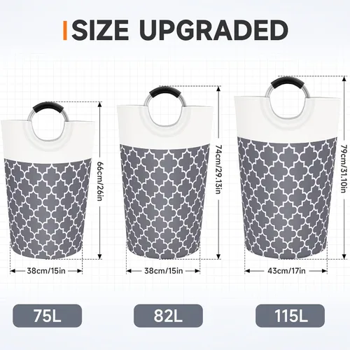 Miniatura 2 de Fabspace - Cesta de lavandería grande con bolsa de lavandería plegable, cesta de ropa con asas altas impermeables para viajes, baño, elementos Gris