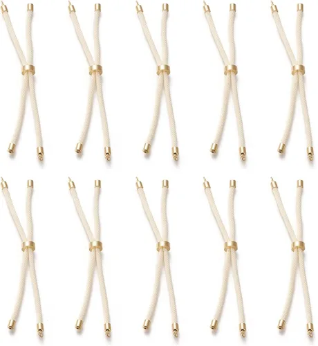 Miniatura 28 de 10 piezas de pulseras de cordón de nylon torcido para hacer joyas ajustables con deslizadores con accesorios de latón dorado para accesorios