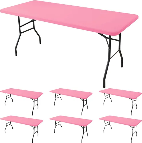 Miniatura 27 de Mantel de elastano para mesas rectangulares de 6 pies, paquete de 4 unidades, color azul aguamarina, para picnic al aire libre, manteles elásticos