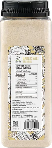 Miniatura 2 de Soeos Sal de Ajo 38.8 onzas (1.1 kg), Sal de Ajo a Granel, Condimento Sin GMO, Sin Gluten, Ideal para Añadir Sabor a Sopas, Panes, Vegetales, Carnes
