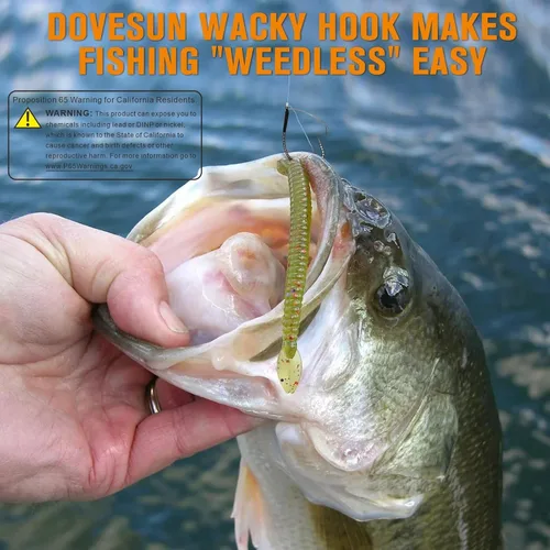 Miniatura 6 de Dovesun 30PCS Weedless Wacky Rig Hooks Worm Fishing Hooks for Bass Fishing Size 1# 1/0 2/0 for Ne-ko, No Sinker Rig Wide Gap with Soft Worm Baits