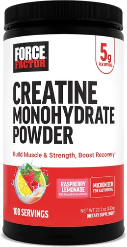 Miniatura 13 de Force Factor Polvo de Monohidrato de Creatina, Dosis de 5g Micronizada para Apoyar el Crecimiento Muscular, Fuerza, Recuperación, Salud Cognitiva