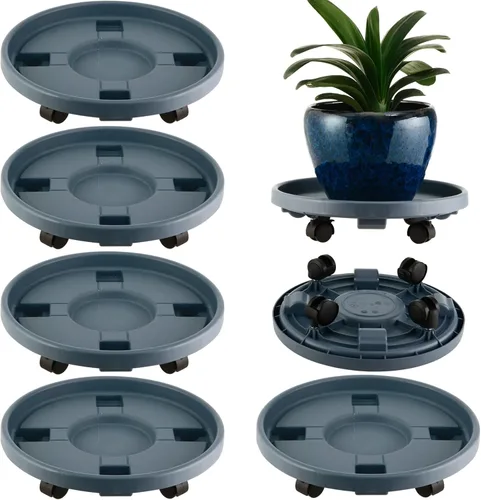 Miniatura 10 de Paquete de 3 organizadores grandes para plantas con ruedas de 13 pulgadas, soportes rodantes para plantas de plástico resistente, base rodante