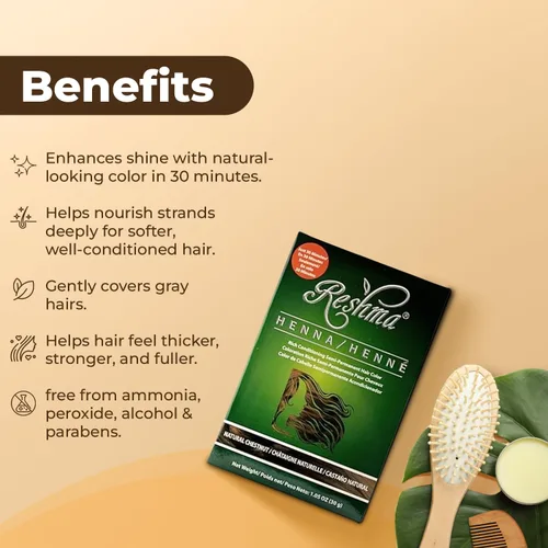 Miniatura 5 de Reshma Beauty Tinte de cabello con henna en 30 minutos infundido con henna orgánica Lawsonia Inermis 100% cobertura de canas para cabello suave