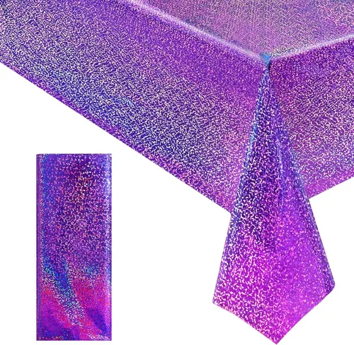 Miniatura 31 de Just Shimmer Mantel holográfico azul claro de 40" x 108" Decoración de fiesta rosa fuerte Día de San Valentín Fiesta de cumpleaños Decoración