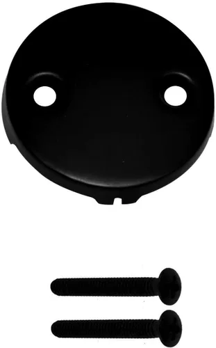 Miniatura 6 de Westbrass D93K-62 Tapón de drenaje de punta de bañera de repuesto de rosca fina o gruesa con placa frontal de 2 agujeros, negro mate Mate negro
