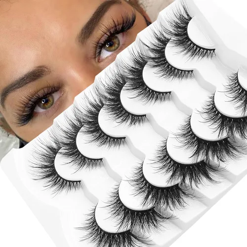 Miniatura 2 de Losha Pestañas esponjosas de ojo de gato, pestañas postizas suaves de ojo de zorro que parecen extensiones, 7 pares de pestañas postizas
