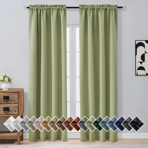 Miniatura 61 de OVZME Cortinas opacas turquesa para tratamiento de ventanas pequeñas, cortinas cortas con bloqueo de luz para ventana de cocina sobre el fregadero