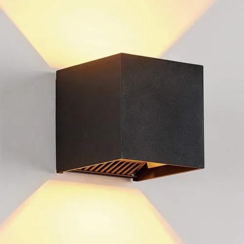 Miniatura 8 de Aplique de Pared de Aluminio Impermeable LED, 100-277V 3000K Aplique de Pared Cuadrado al Aire Libre Luz Cálida 2 LEDs Luz de Pared Exterior Negra